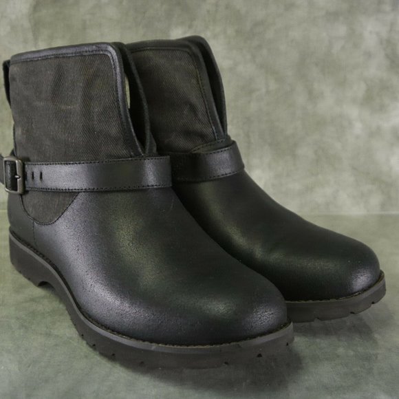 North Face BLACK/GRY Leather & Canvas BALLARD II PULL ON Ankle Boots Size 9 ANB - Picture 8 of 12